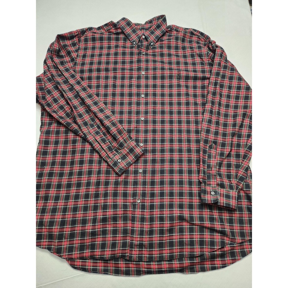 Ralph Lauren Shirt Mens‎ 3XLT Red Green Plaid Button Down Long Sleeve Big Tall